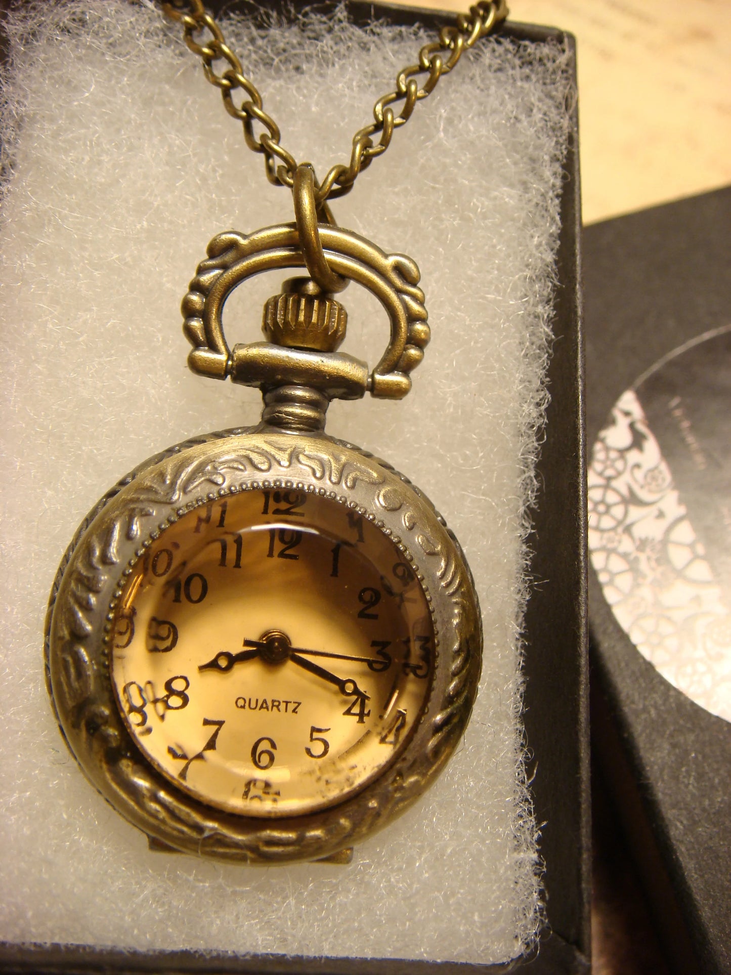 Working Amber Necklace Watch in Antique Bronze