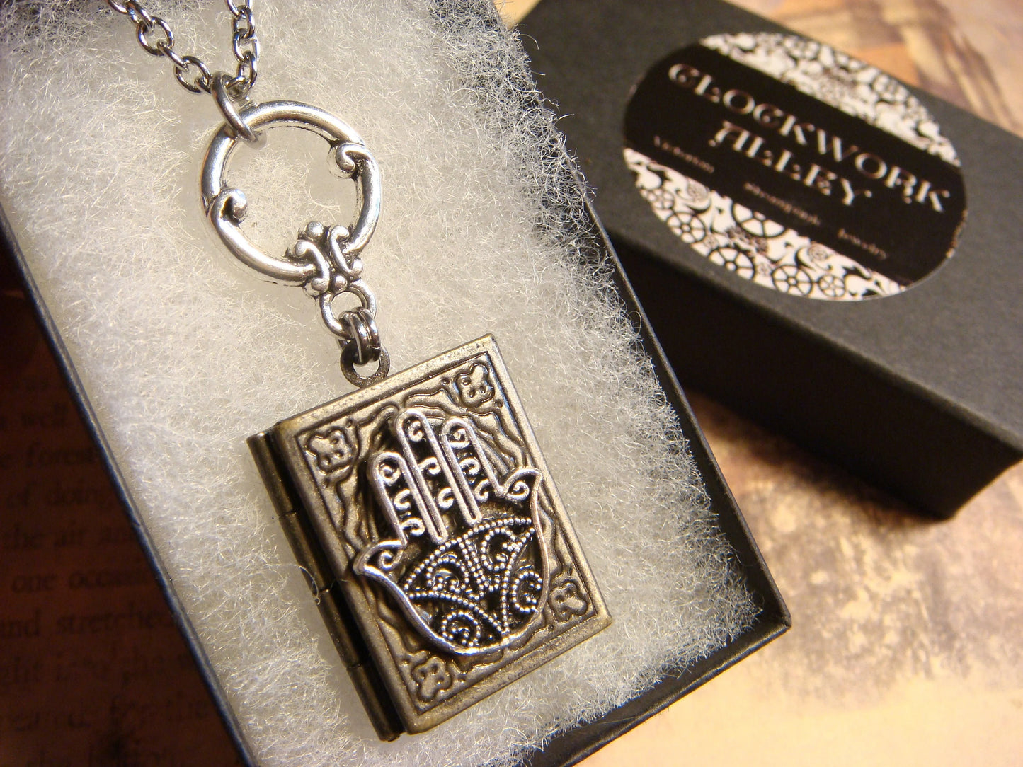 Hamsa Book Locket Necklace