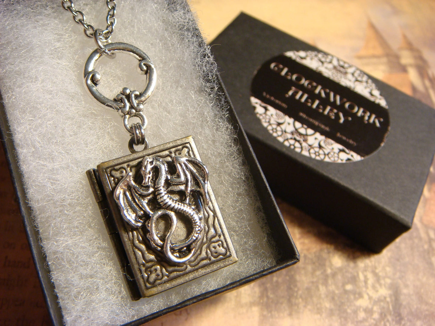 Dragon Book Locket Necklace