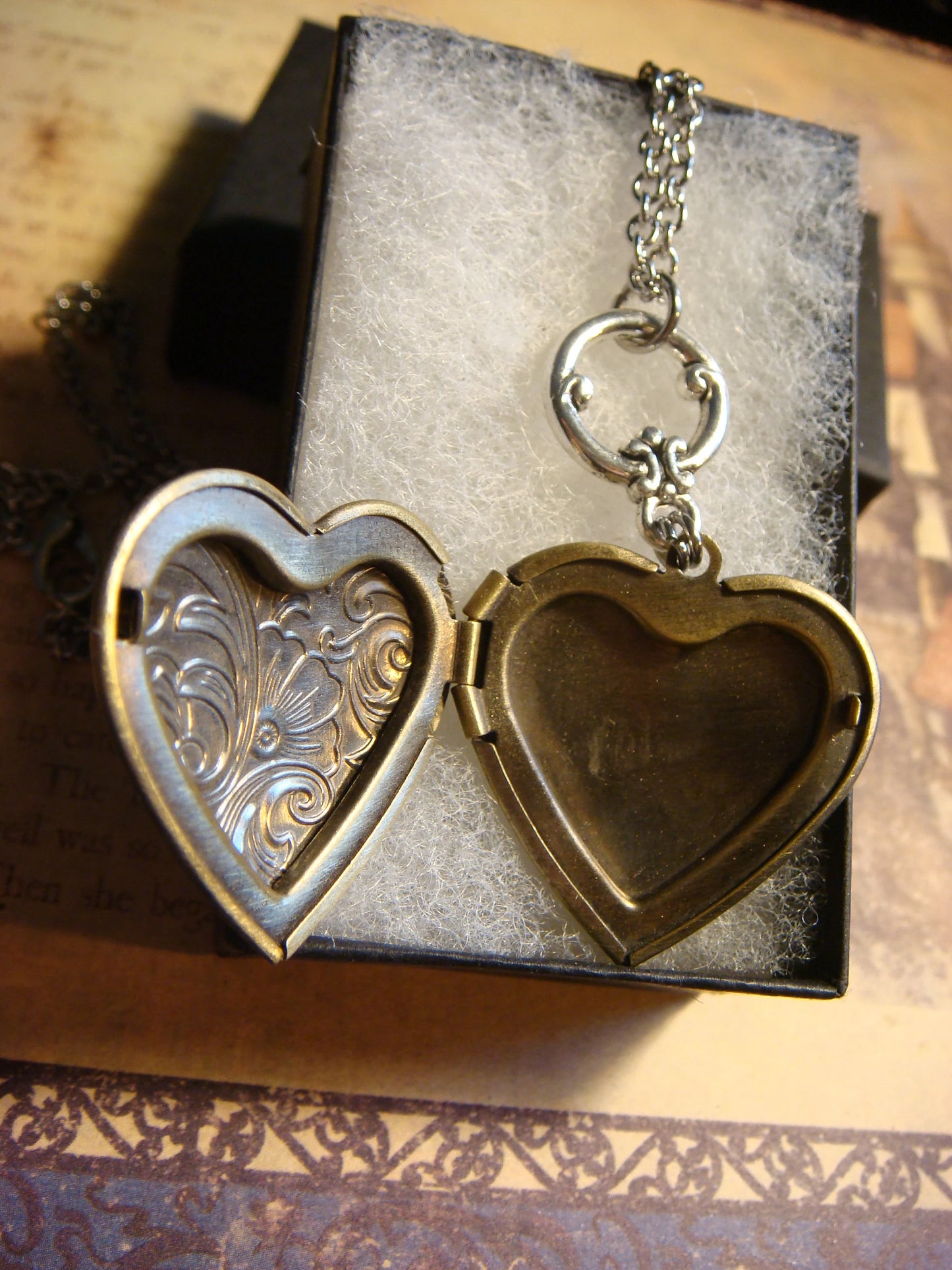 Elephant Heart Locket Necklace in Antique Silver and Bronze