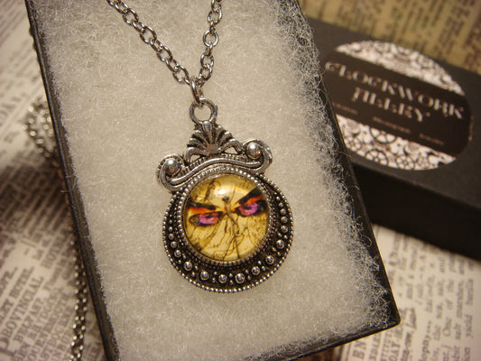Purple Dragonfly Image Small Ornate Necklace