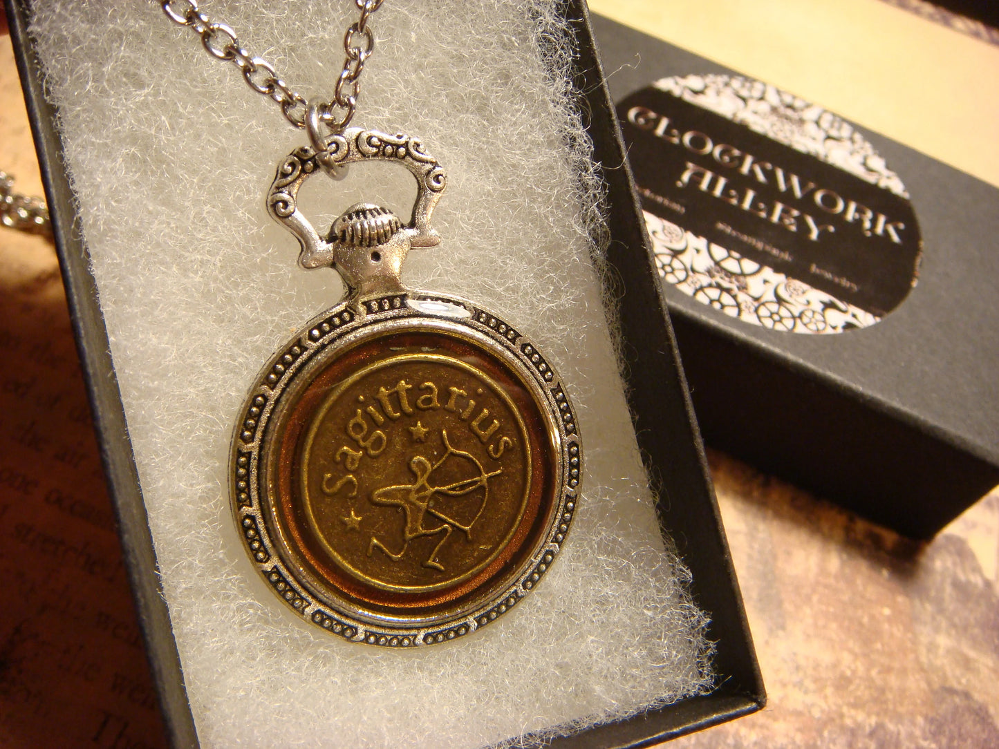 Zodiac Sagittarius Pocket Watch Pendant Necklace