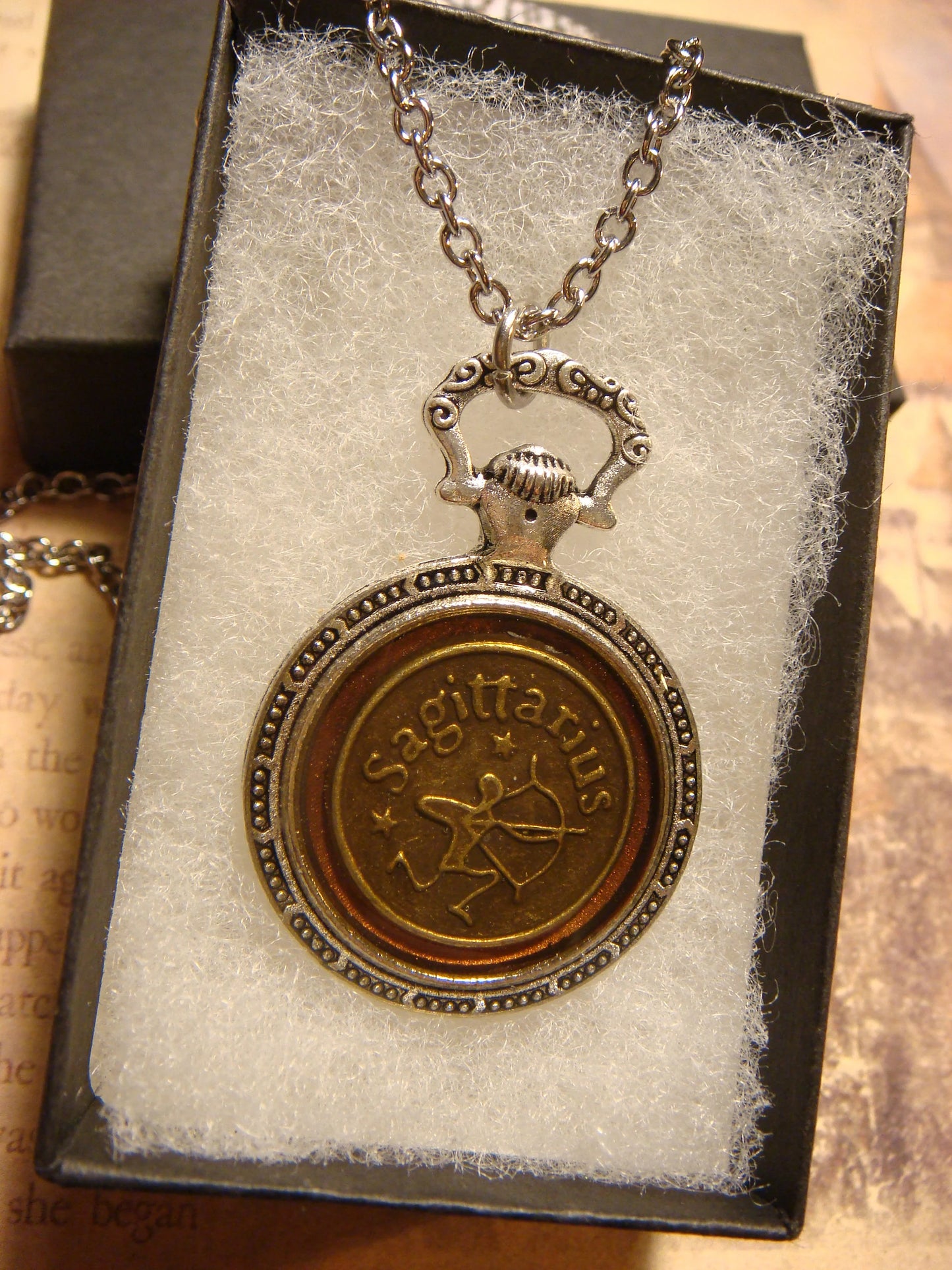 Zodiac Sagittarius Pocket Watch Pendant Necklace