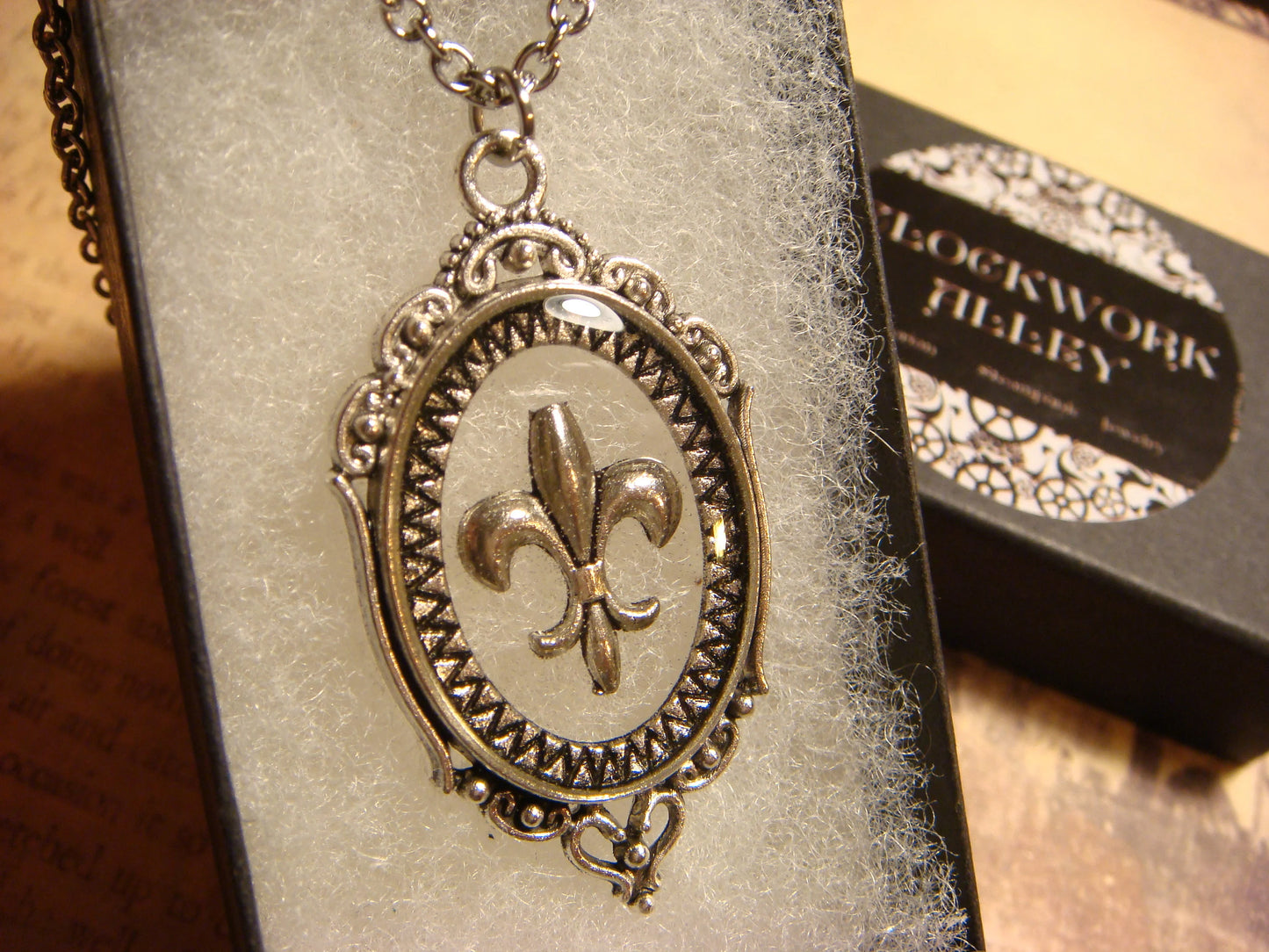 Fleur De Lis in See-thru Ornate Necklace