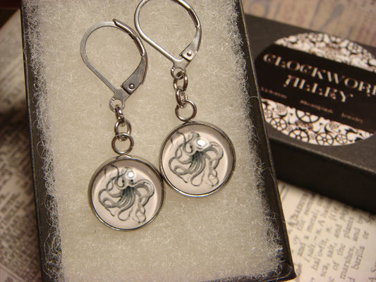 Octopus Image Stainless Steel Dangle Earrings