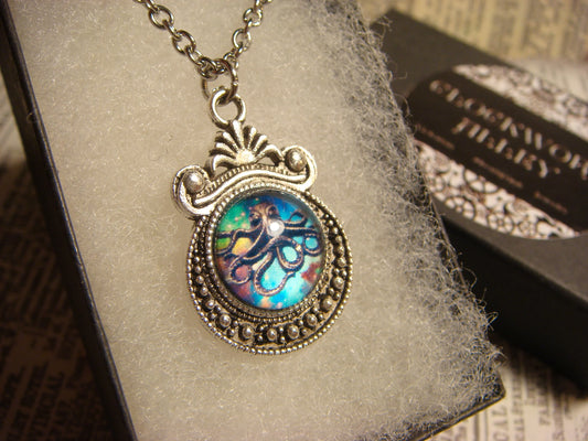 Octopus Galaxy Image Small Ornate Necklace
