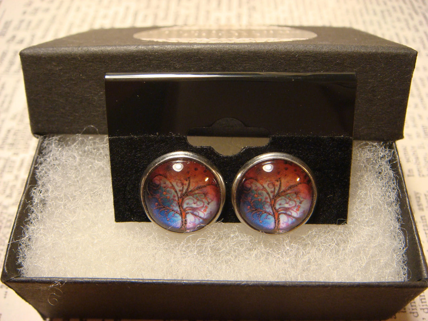 Tree Image Stainless Steel Stud Earrings