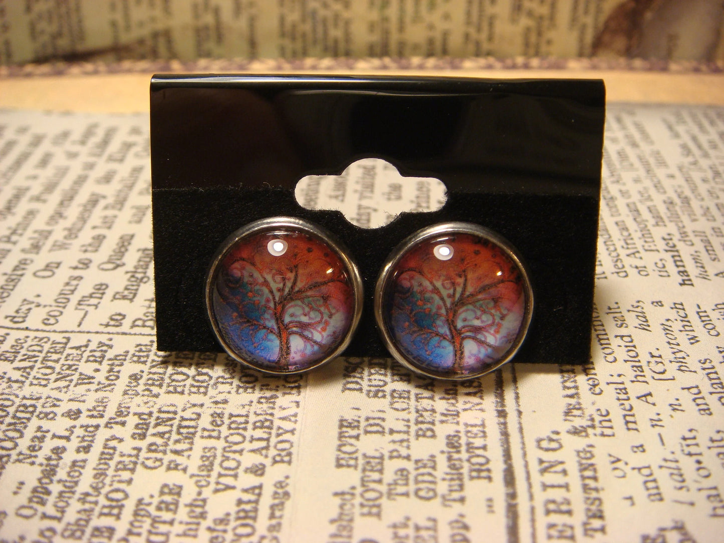 Tree Image Stainless Steel Stud Earrings