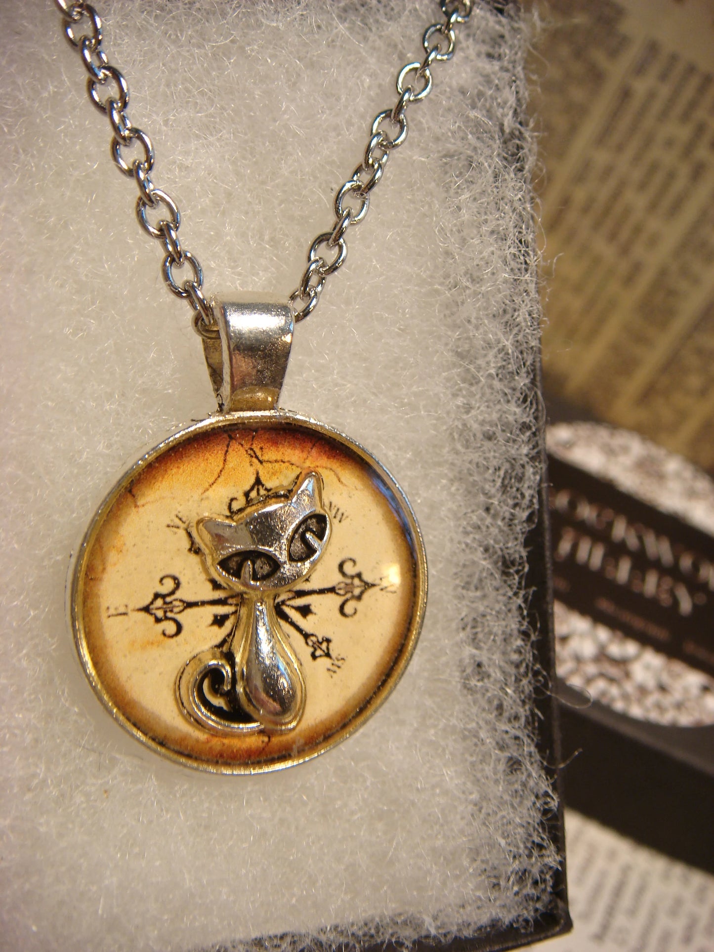 Cat over Compass Small Pendant Necklace