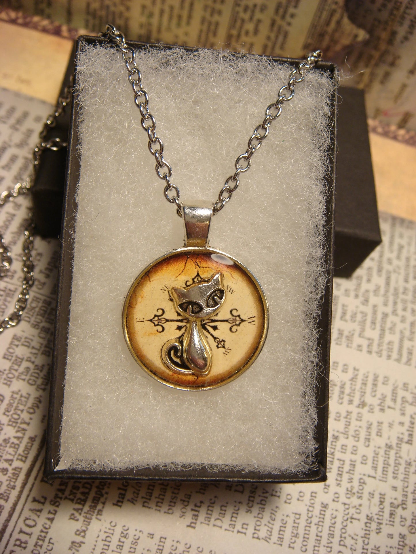 Cat over Compass Small Pendant Necklace