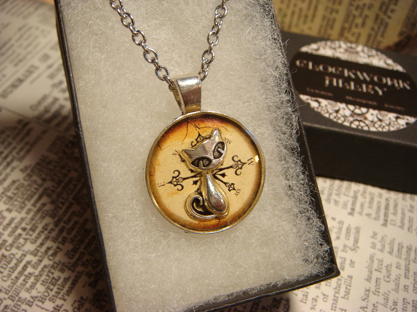 Cat over Compass Small Pendant Necklace