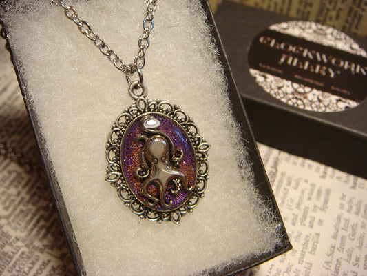 Octopus Small Ornate Necklace - Purple