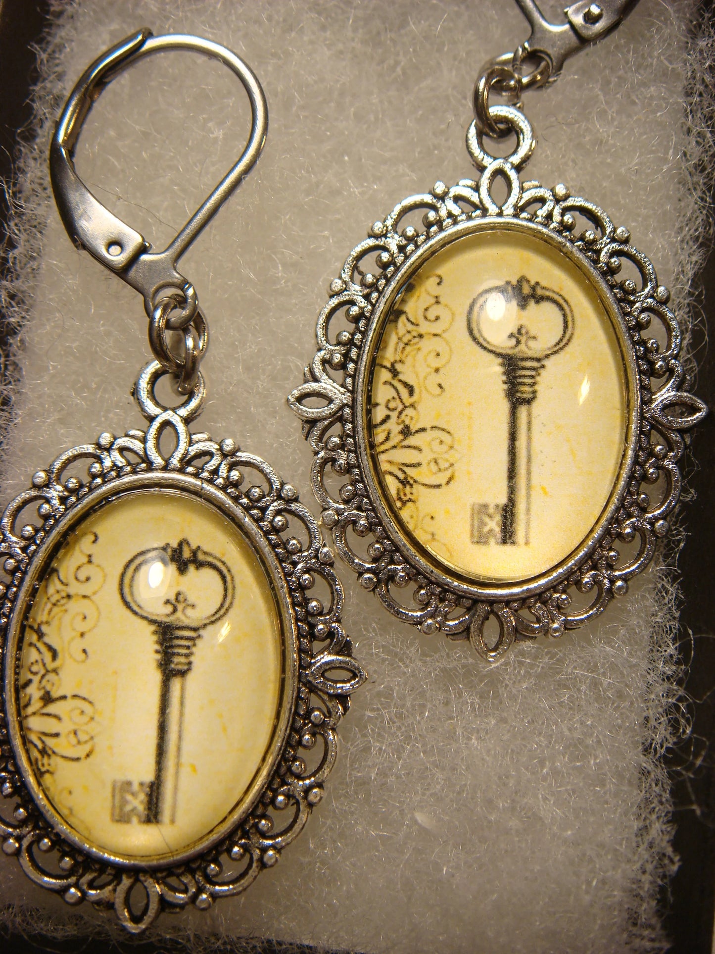 Key Image Ornate Dangle Earrings