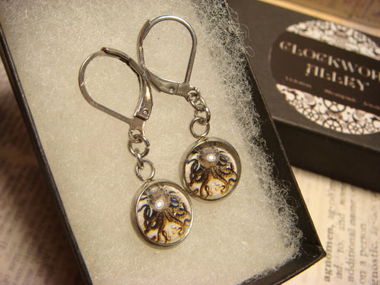 Octopus Image Stainless Steel Dangle Earrings