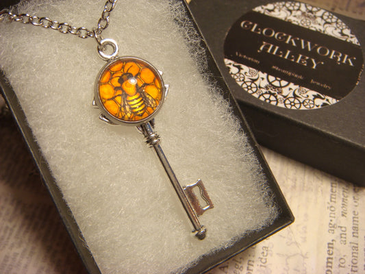 Honeycomb Bee Image Key Necklace