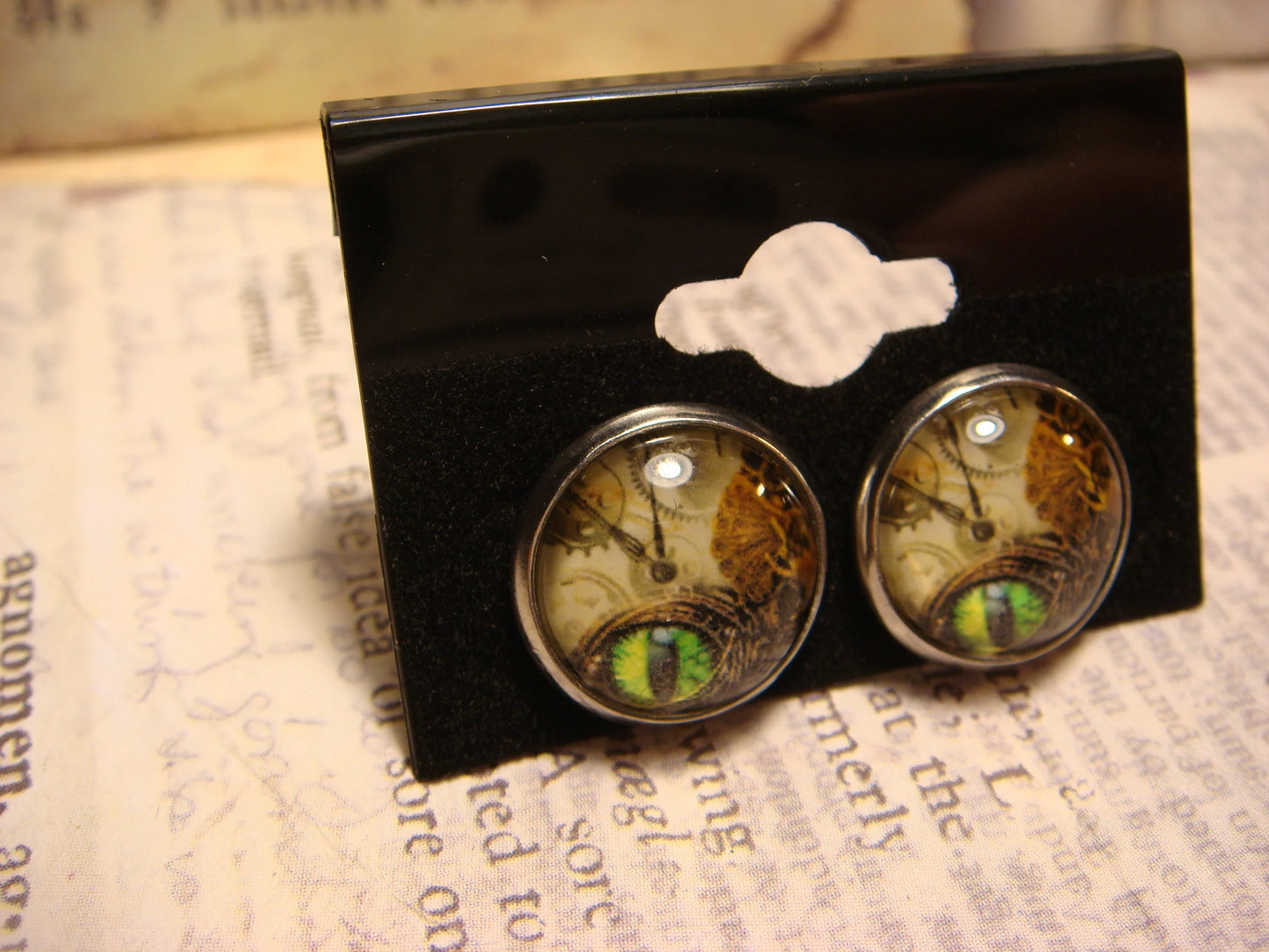 Steampunk Eye Image Stainless Steel Stud Earrings