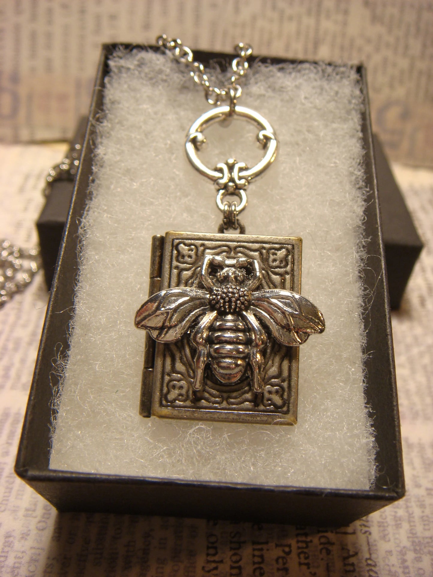 Bee Book Locket Necklace