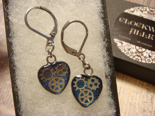 Heart Gears Dangle Earrings