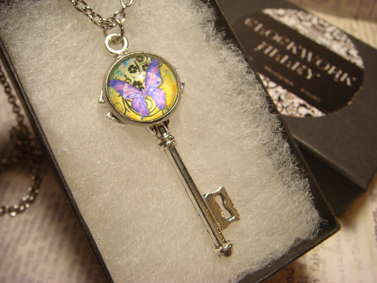 Purple Butterfly Image Key Necklace