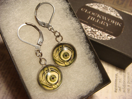 Eyeball Image Stainless Steel Dangle Earrings