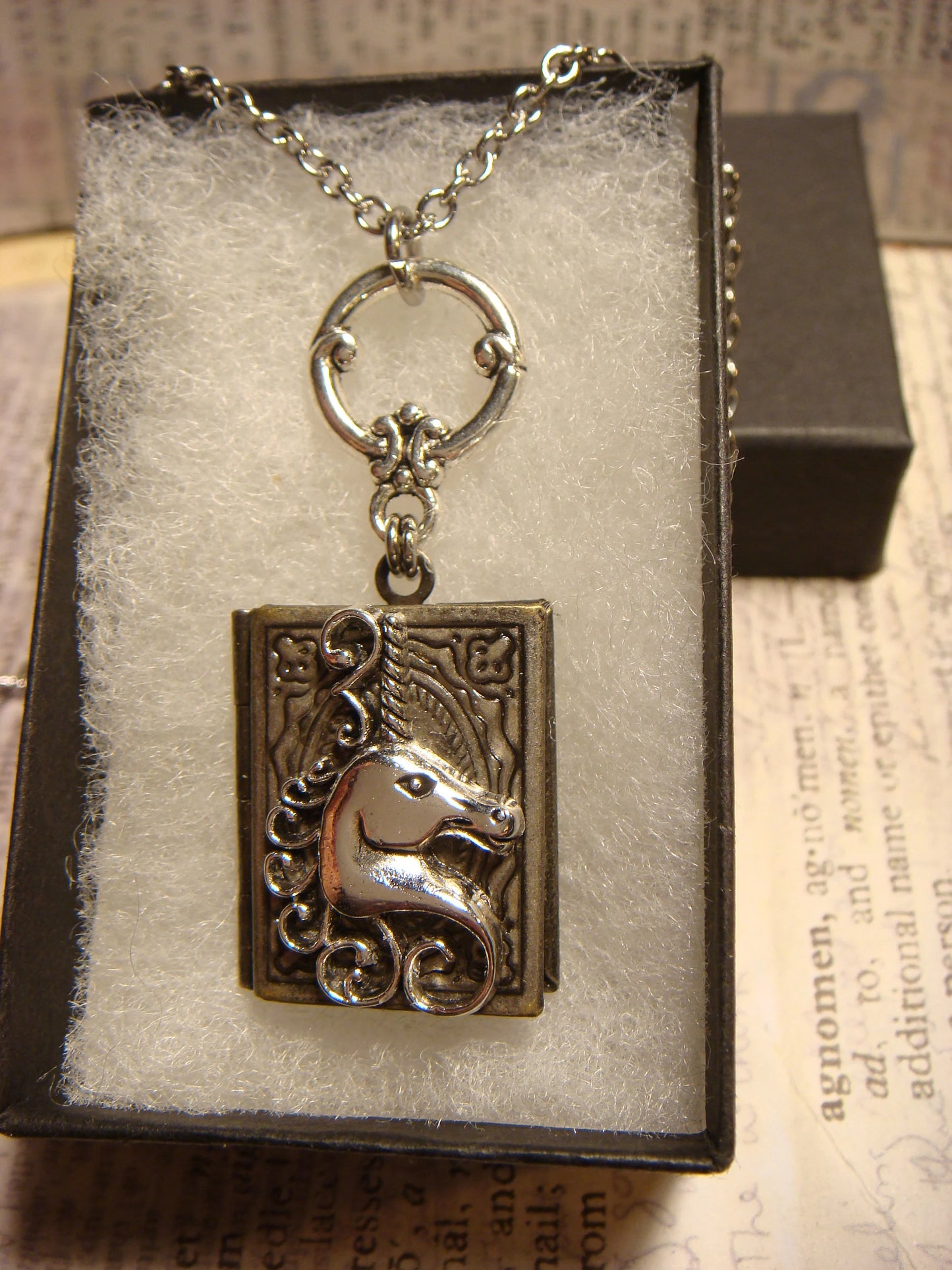 Unicorn Book Locket Necklace