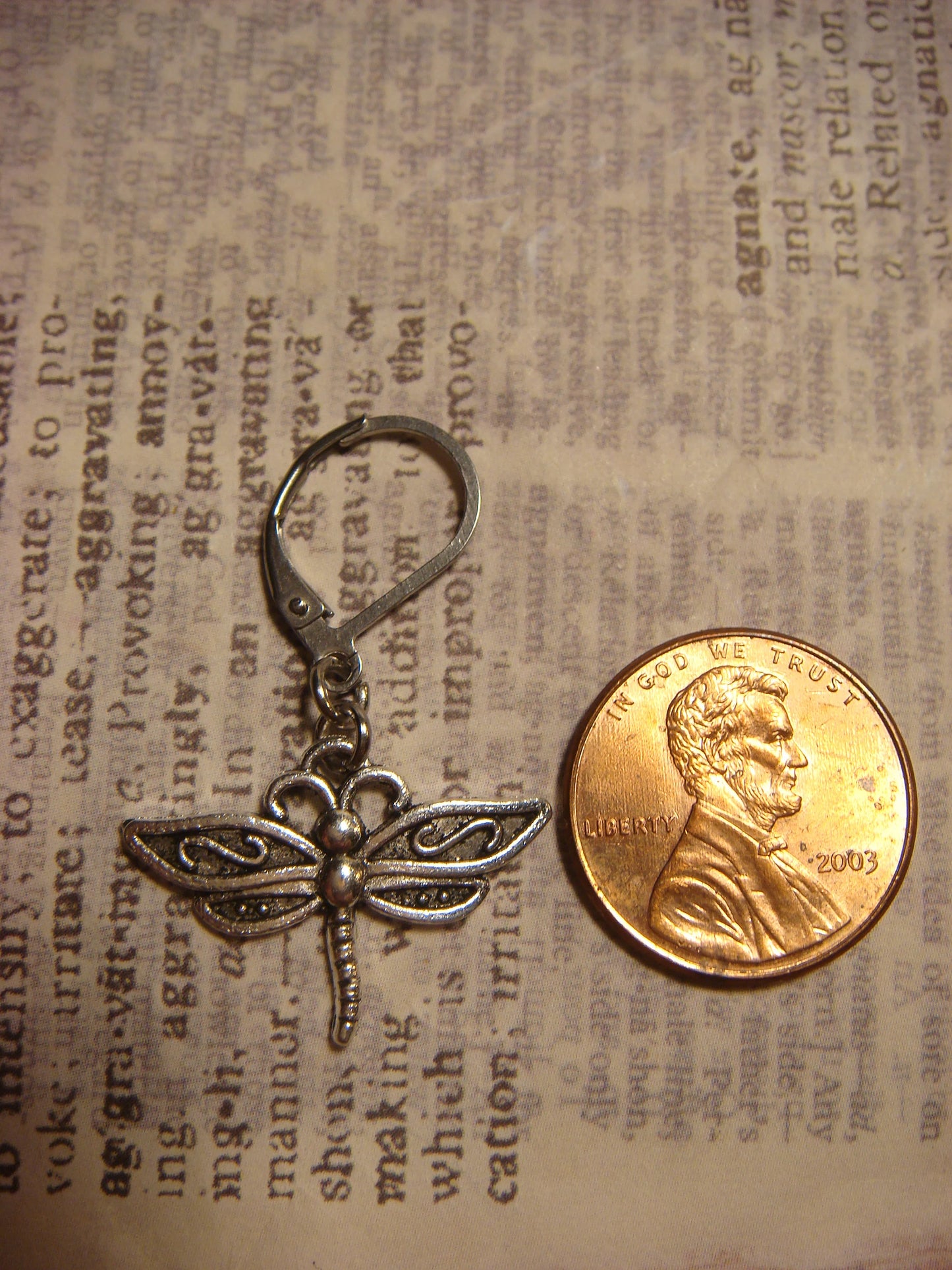 Dragonfly Dangle Earrings in Antique Silver