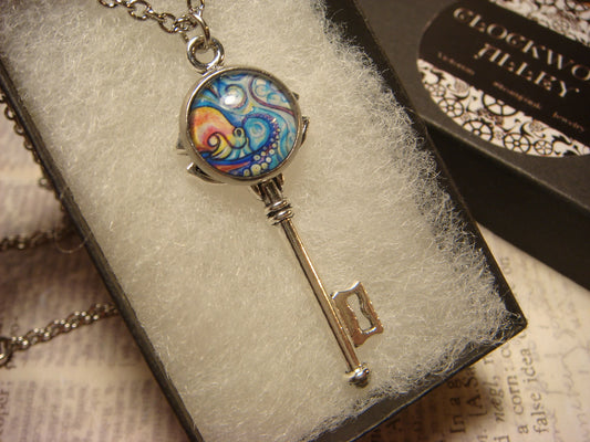 Octopus Swirl Image Key Necklace