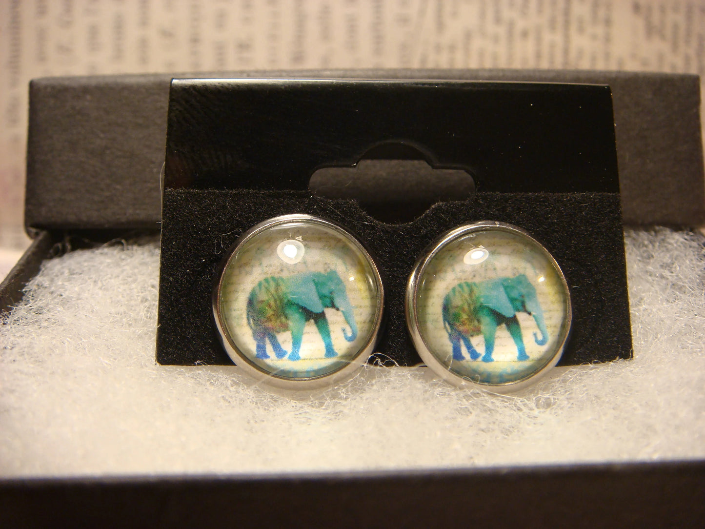 Elephant Image Stainless Steel Stud Earrings