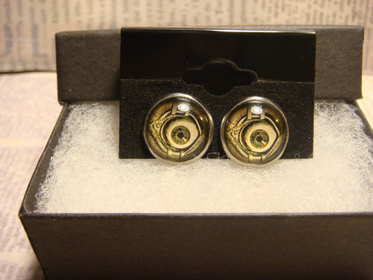 Eyeball Image Stainless Steel Stud Earrings