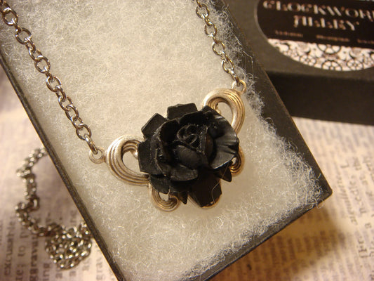 Black Rose Ornate Necklace