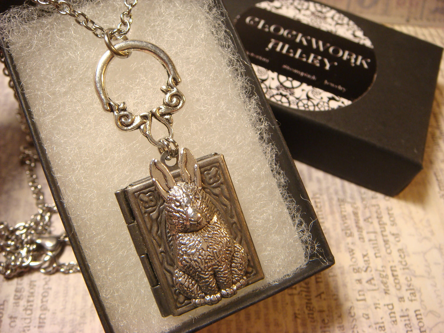 Bunny Rabbit Book Locket Necklace