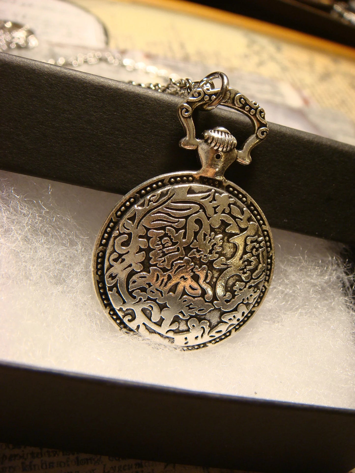 Anchor over Map Pocket Watch Pendant Necklace