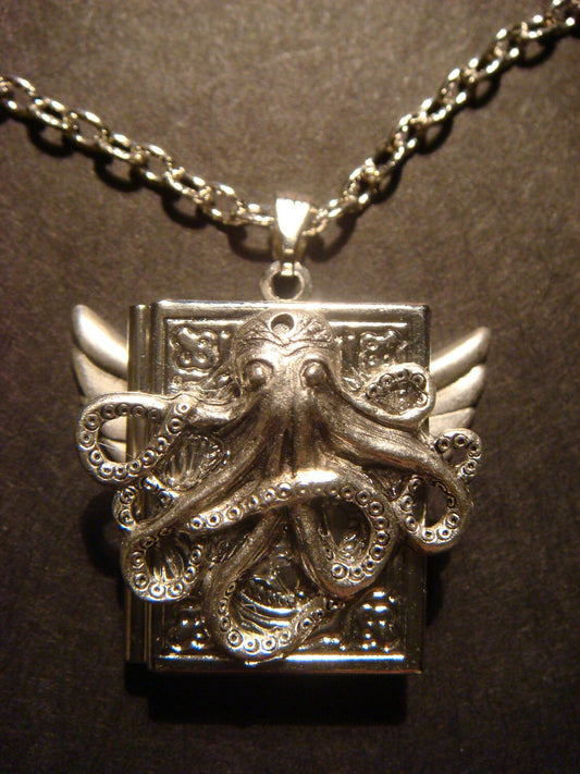 Octopus with Wings Book Locket Necklace