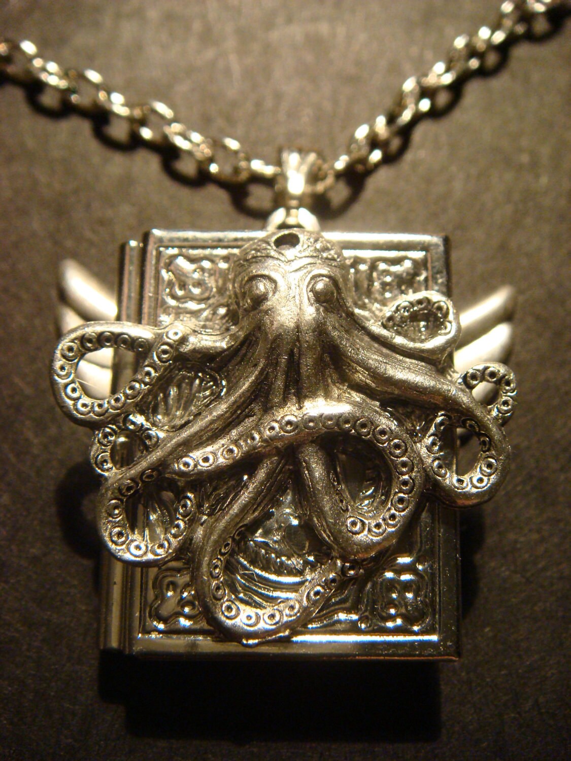 Octopus with Wings Book Locket Necklace