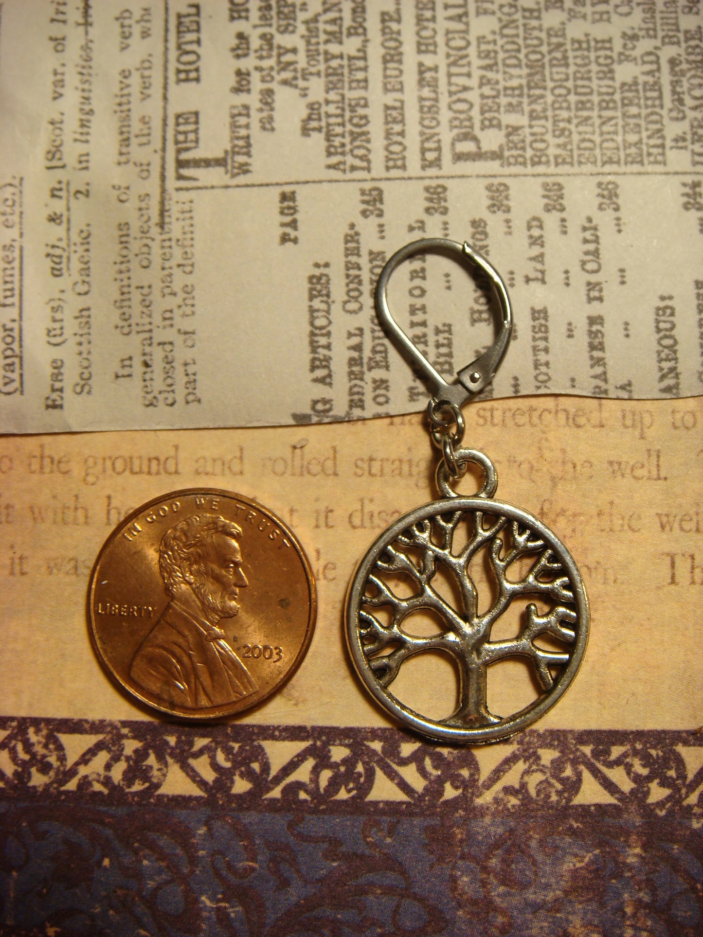 Tree of Life Dangle Earrings in Antique Silver