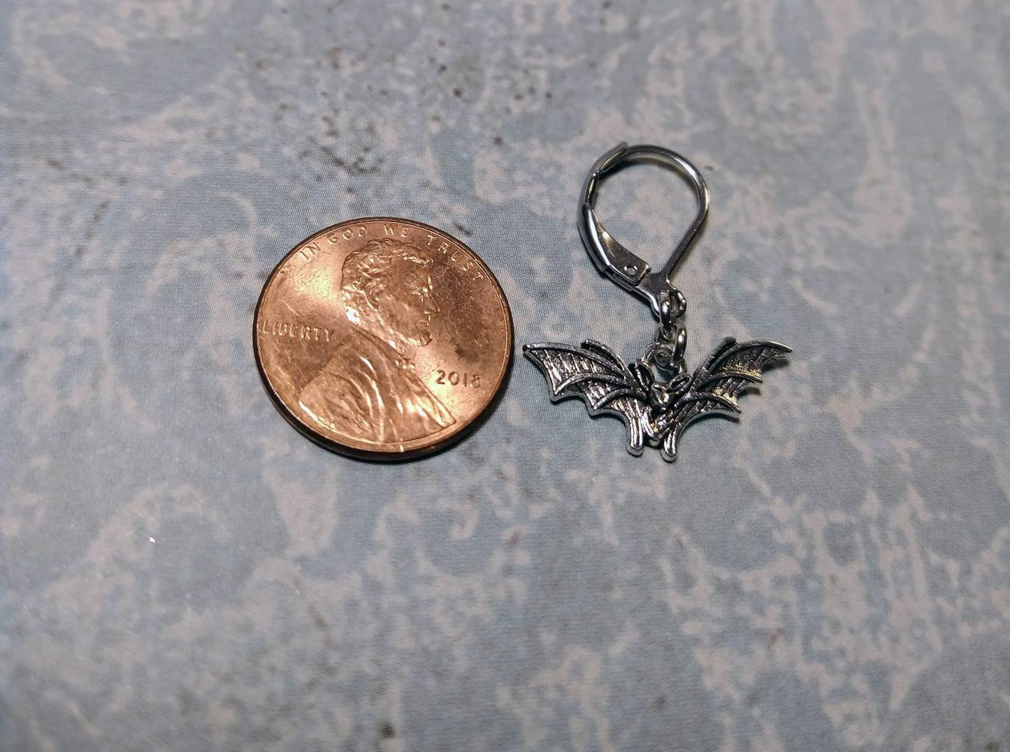 Bat Dangle Earrings in Antique Silver (tiny)