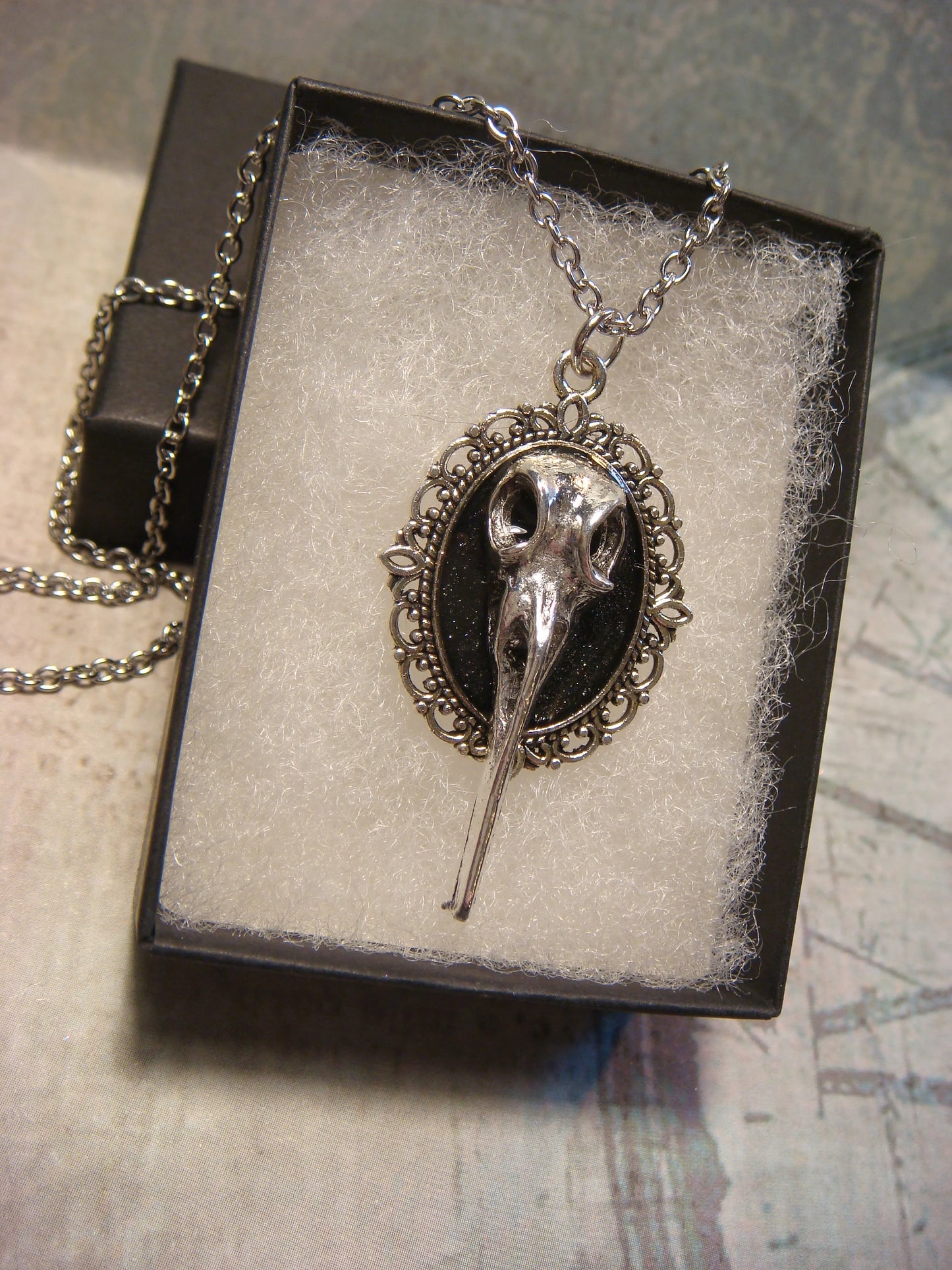 Bird Skull Small Ornate Necklace