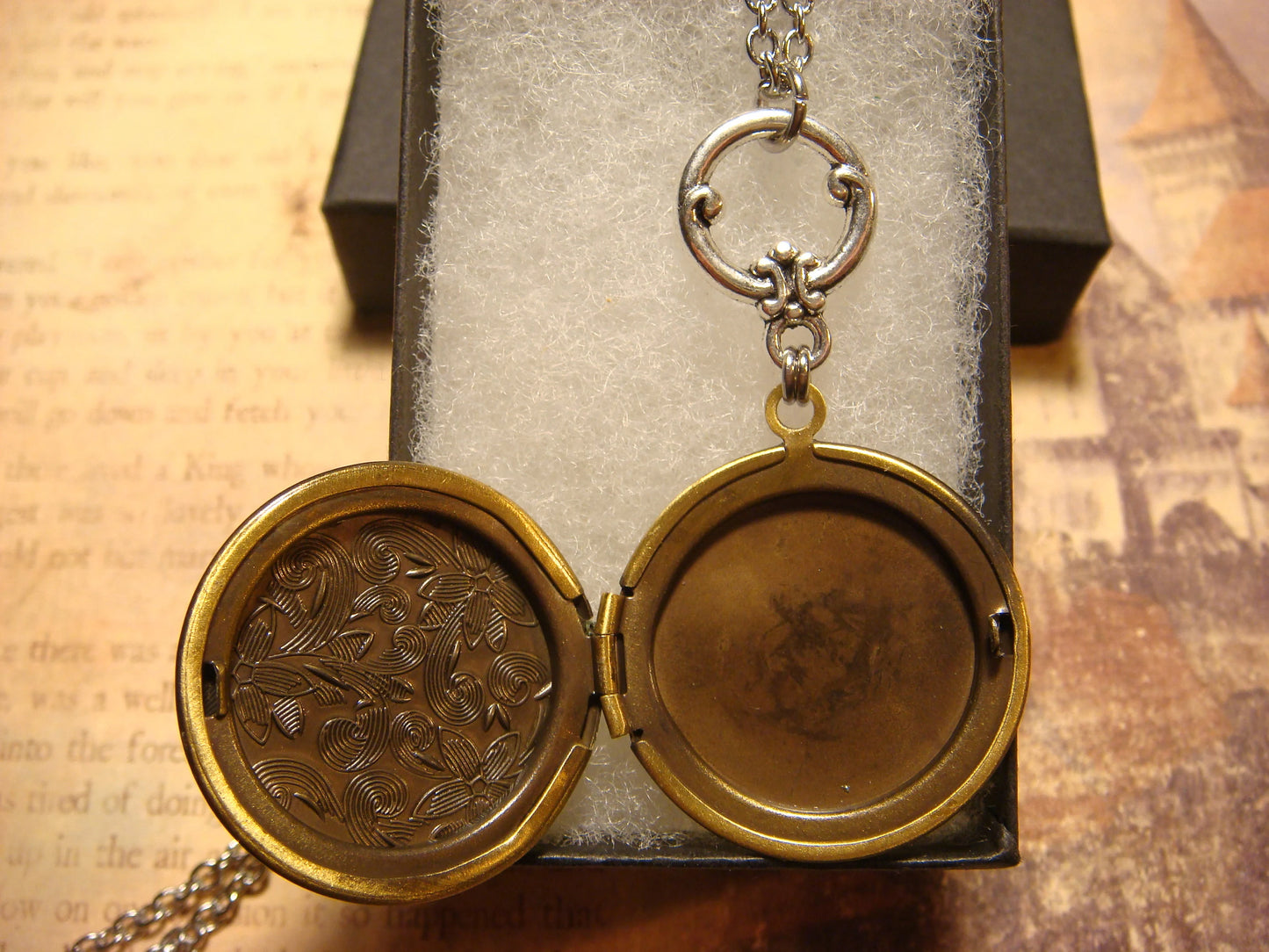 Bee Locket Necklace in Antique Silver and Bronze