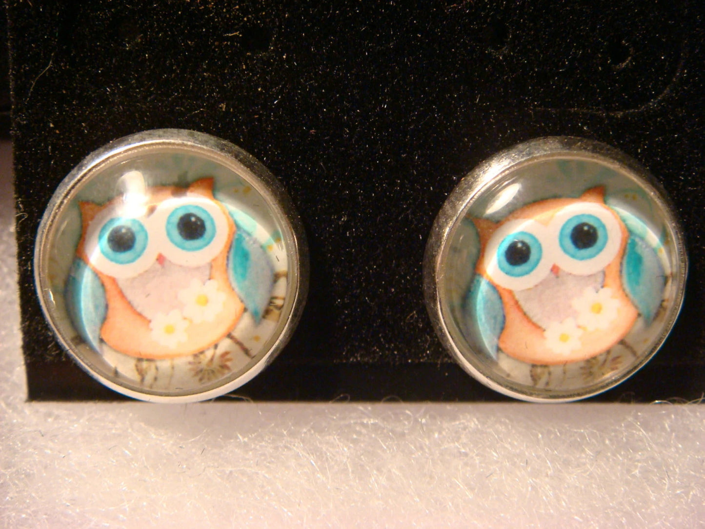 Cute Owl Image Stainless Steel Stud Earrings