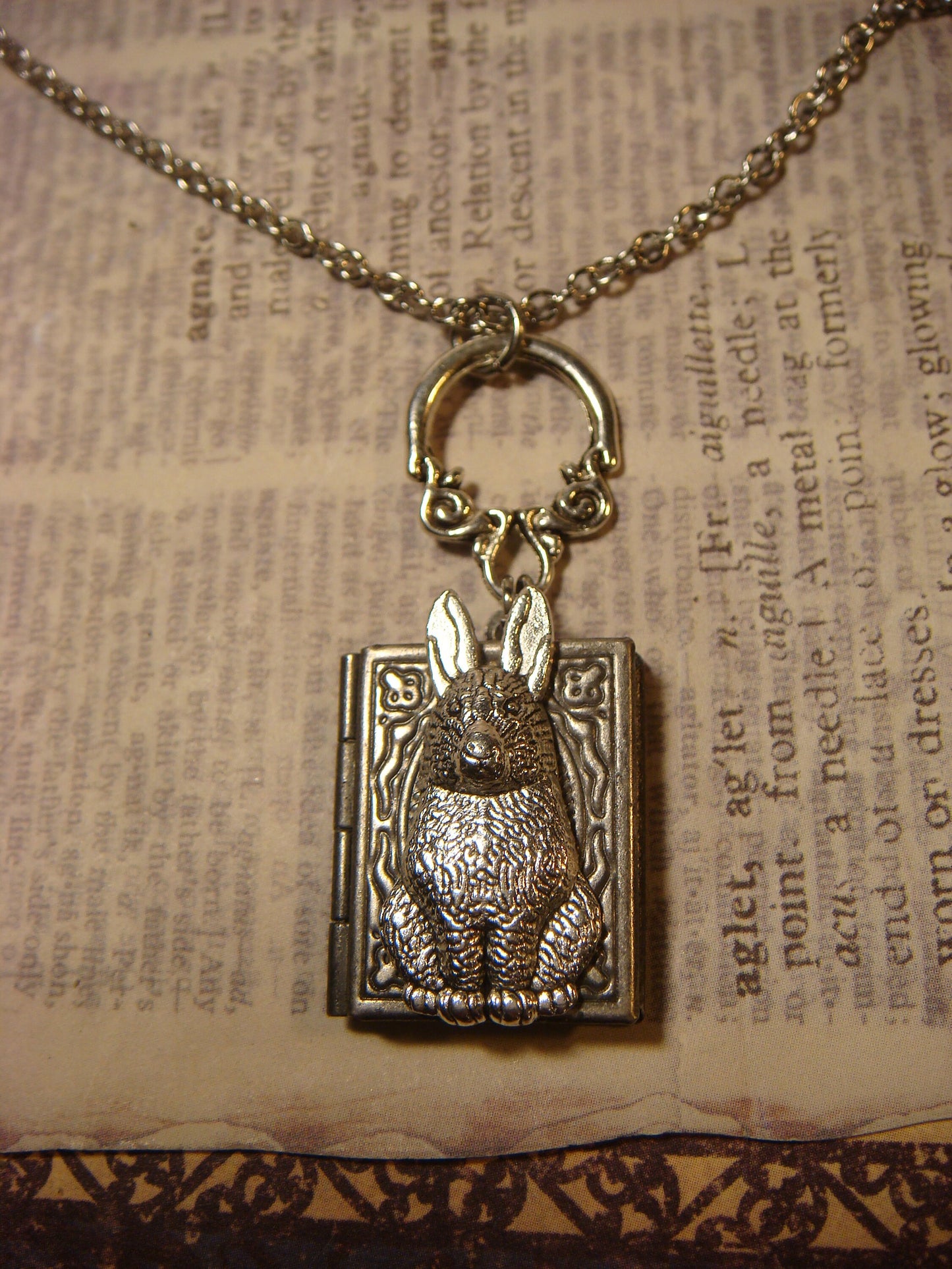 Bunny Rabbit Book Locket Necklace