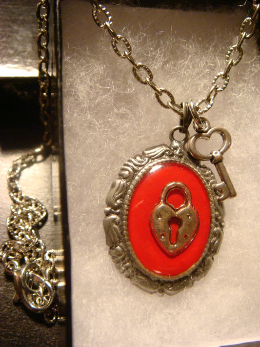 Heart Lock with Tiny Key Ornate Necklace
