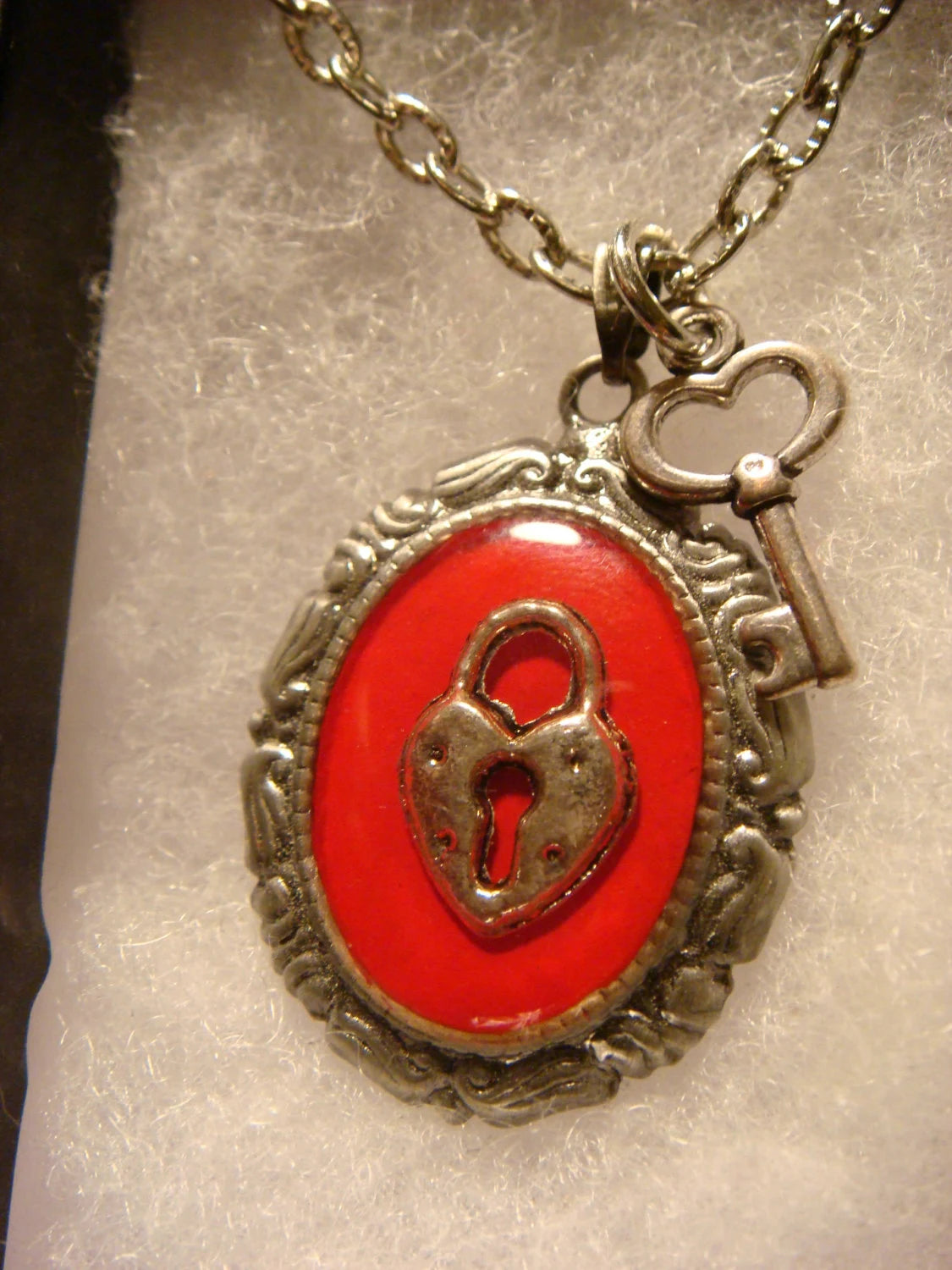 Heart Lock with Tiny Key Ornate Necklace