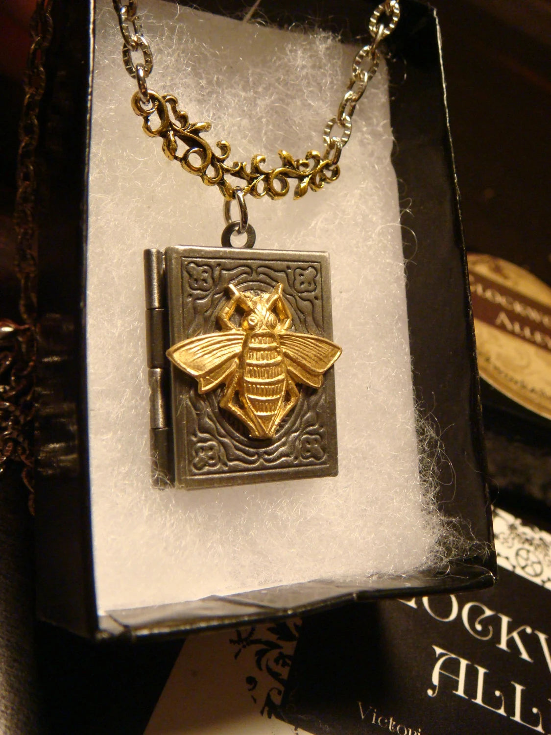 Bee Book Locket Necklace