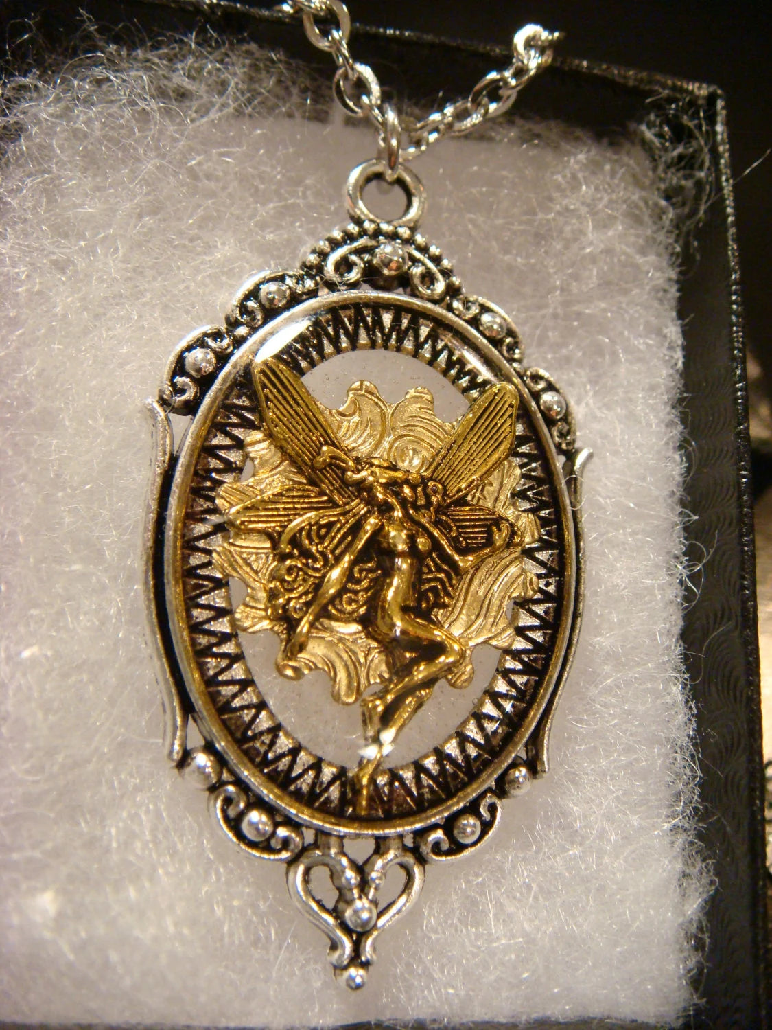 Fairy with Gear in See-thru Ornate Necklace