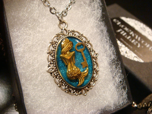 Mermaid with Tiny Key Ornate Necklace