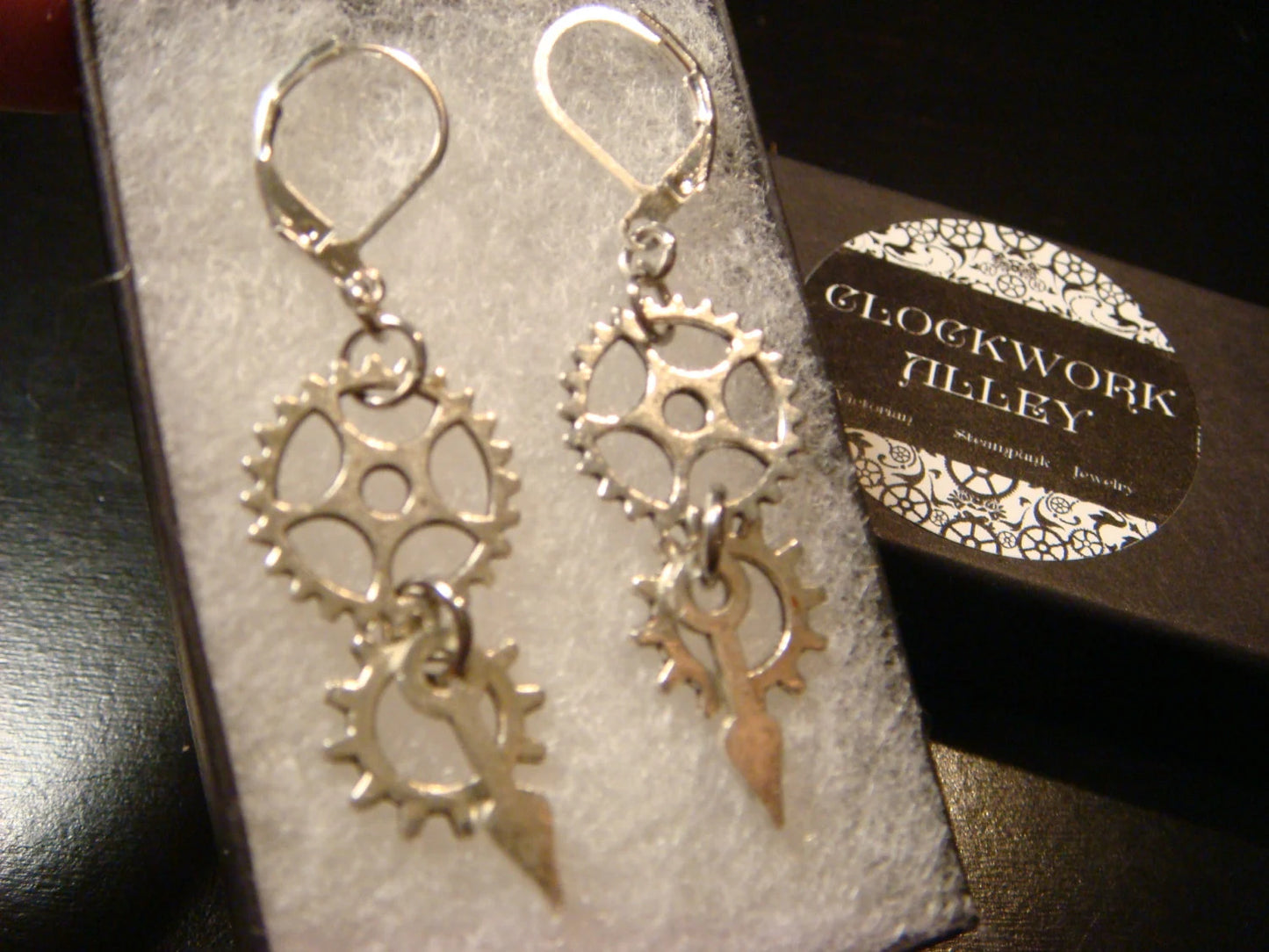 Gears, Cogs and Watch Hands Dangle Earrings