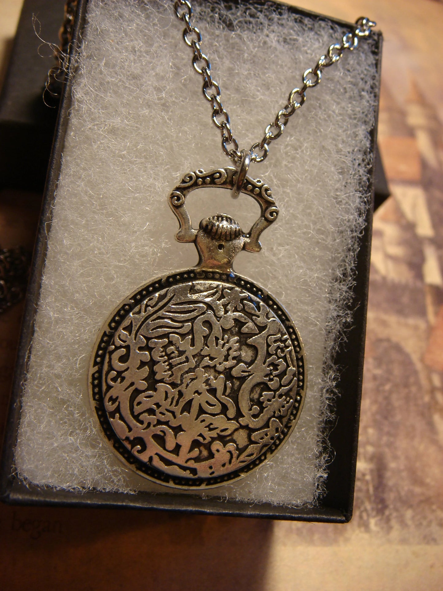 Bee over Map Pocket Watch Pendant Necklace