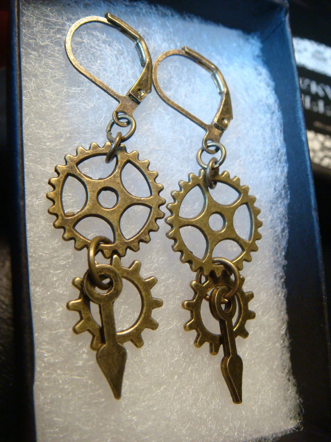 Gears, Cogs and Watch Hands Dangle Earrings - Bronze