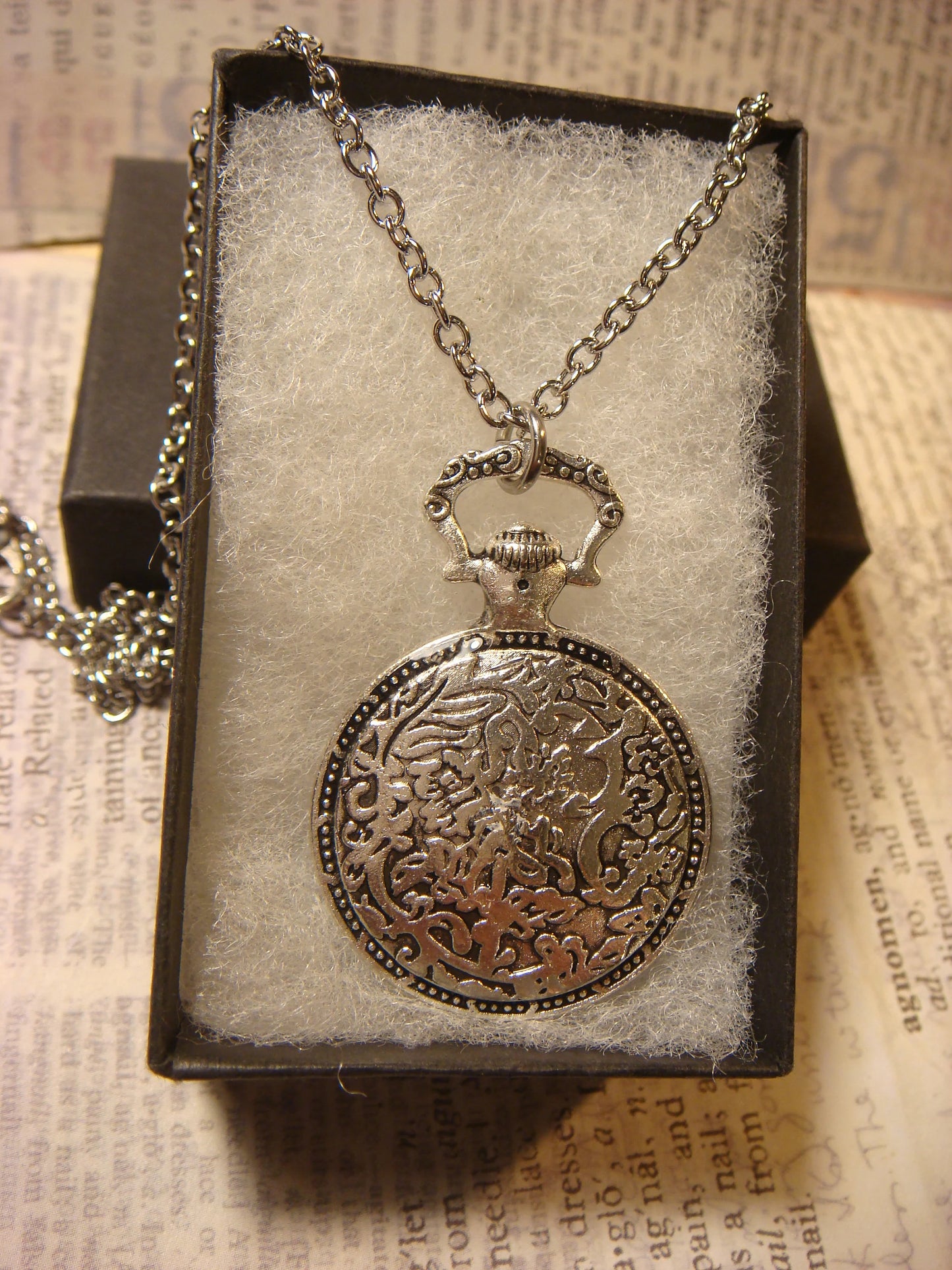 Butterfly and Gears Pocket Watch Pendant Necklace