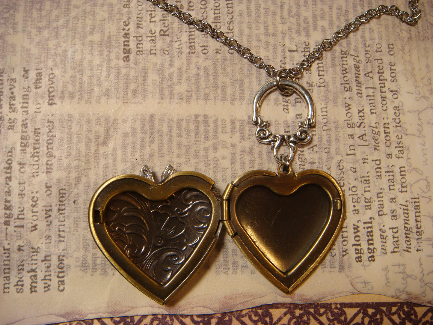 Bunny Rabbit Heart Locket Necklace in Antique Silver and Bronze